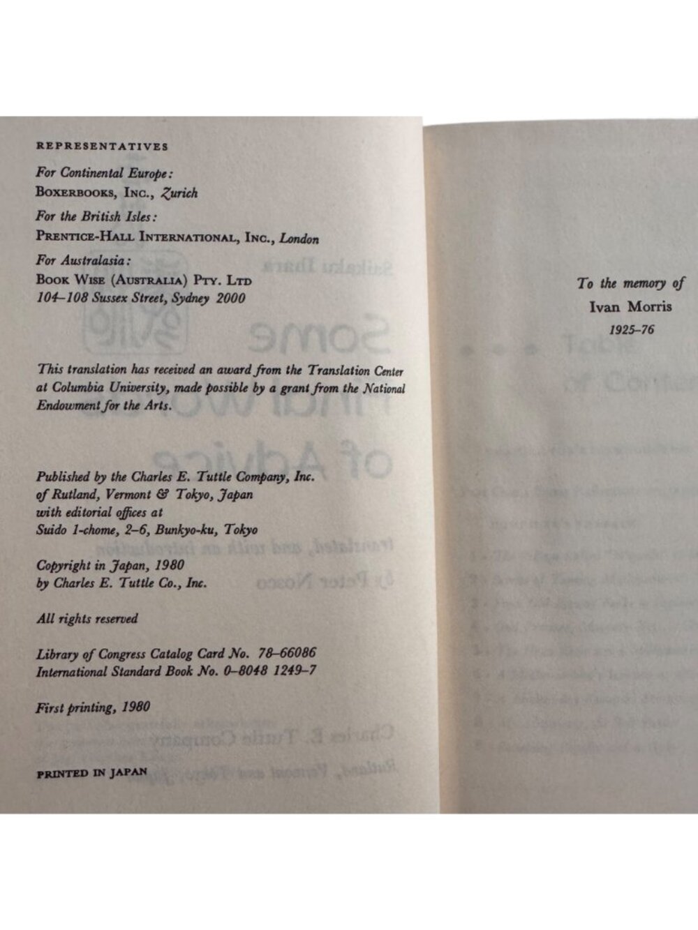 Some Final Words Of Advice Saikaku Ihara Peter Nosco HC 1980 Japan English Ed. - Picture 3 of 16